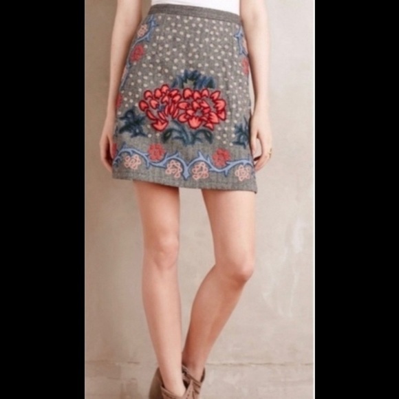 Anthropologie Dresses & Skirts - Anthro Hemant & Nandita Herringbone Appliqué Skirt